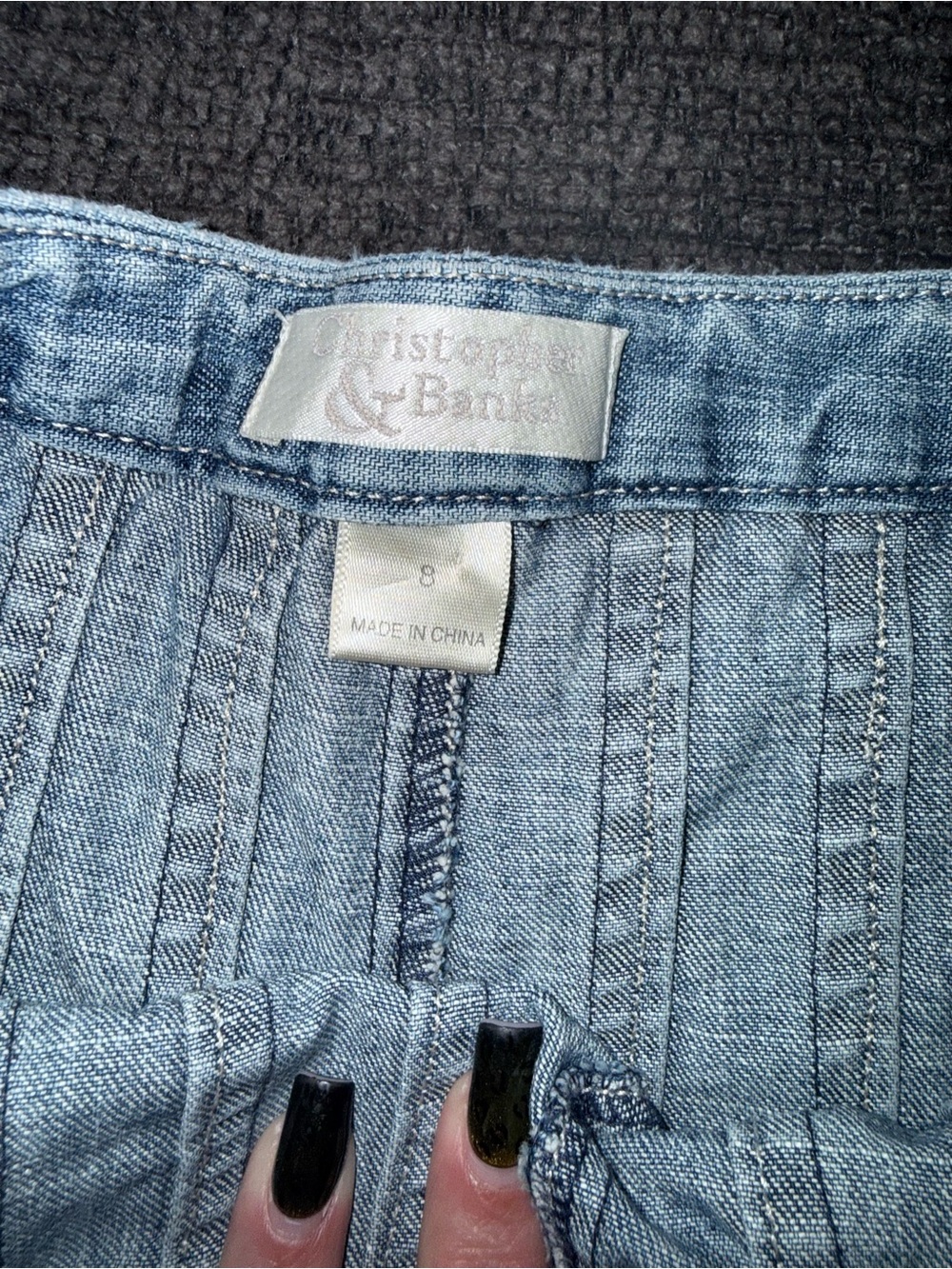 Christopher & Banks Denim A-Line Midi Skirt Size 8 Light Wash 100% Cotton EUC - Picture 7 of 8